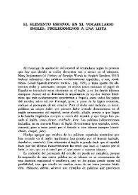 El elemento español en el vocabulario inglés: prolegómenos a una lista