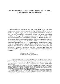 La crisis de la baja edad media catalana y la poesía de la época 
