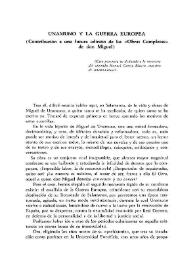 Unamuno y la guerra europea. (Contribución a una futura edición de las 'Obras Completas' de don Miguel)