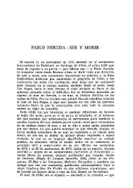 Pablo Neruda: ser y morir