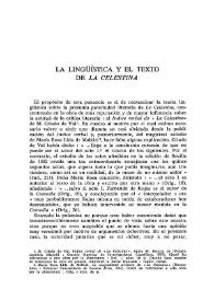 La lingüística y el texto de 'La Celestina'