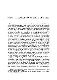 Sobre el clasicismo de Pérez de Ayala 