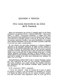 Quevedo y Venecia. (Una versión desconocida de sátira). (de D. Francisco)