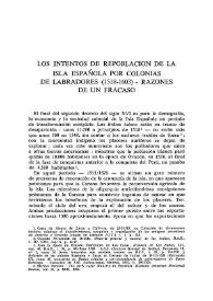 Los intentos de repoblación de la Isla Española por colonias de labradores (1518-1633). Razones de un fracaso 