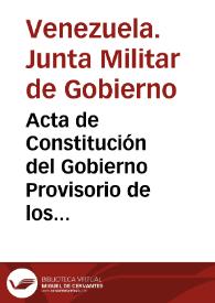 Acta de Constitución del Gobierno Provisorio de los Estados Unidos de Venezuela en 24 de noviembre de 1948