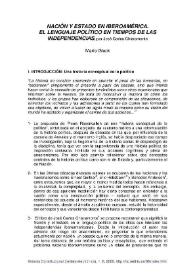 'Nación y Estado en Iberoamérica. El lenguaje político en tiempos de las independencias'  (José Carlos Chiaramonte, Buenos Aires, Editorial...