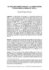 El proceso constituyente y la Constitución vitalicia (bolivariana) de 1826 (I)