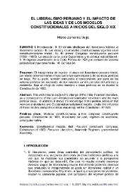 El liberalismo peruano y el impacto de las ideas y de los modelos constitucionales a inicios del siglo XIX