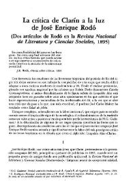 La crítica de Clarín a la luz de José Enrique Rodó (Dos artículos de Rodó en la 
