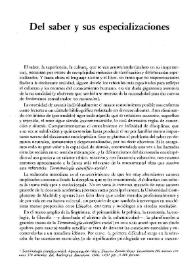 Del saber y sus especializaciones