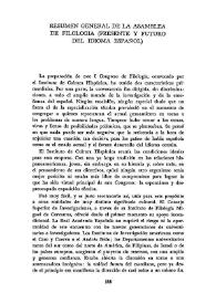 Resumen general de la Asamblea de Filología (presente y futuro del idioma español)