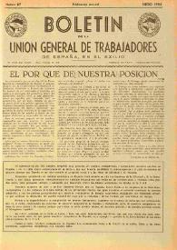 U.G.T. : Boletín de la Unión General de Trabajadores de España en Francia. Núm. 87, enero de 1952