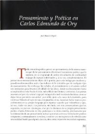 Pensamiento y poética en Carlos Edmundo de Ory