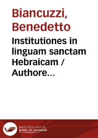 Institutiones in linguam sanctam Hebraicam