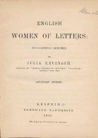 English women of letters : biographical sketches