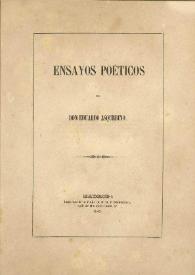 Ensayos poéticos. Tomo I