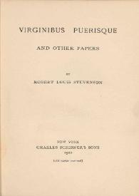 Virginibus puerisque and other papers