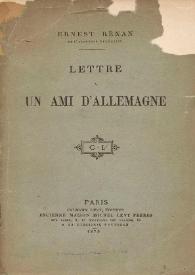 Lettre a un ami d'allemagne