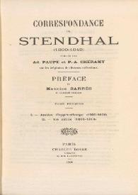 Correspondance de Stendhal, (1800-1842). Tome premier