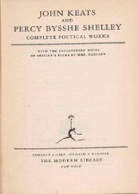 John Keats and Percy Bysshe Shelley complete poetical works