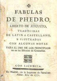 Fabulas de Phedro, liberto de Augusto