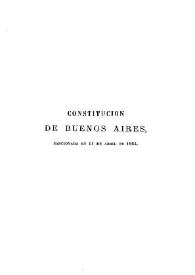 Constitución de Buenos Aires : sancionada el 11 de abril de 1854
