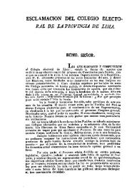 Exclamación del Colegio Electoral de la Provincia de Lima
