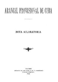 Arancel provisional de Cuba : nota aclaratoria