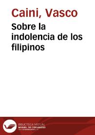 Sobre la indolencia de los filipinos