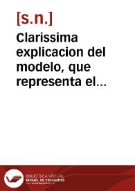 Clarissima explicacion del modelo, que representa el sagrado sitio y templo de Maria Santíssima de Covadonga ... en que havita [sic] la sagrada protectora de su restaurada religiosa felicidad ...