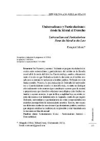Universalismo y Particularismo: desde la Moral al Derecho