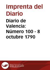 Diario de Valencia: Número 100 - 8 octubre 1790
