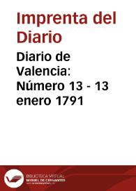 Diario de Valencia: Número 13 - 13 enero 1791
