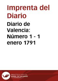 Diario de Valencia: Número 1 - 1 enero 1791