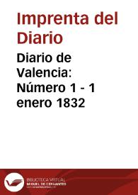 Diario de Valencia: Número 1 - 1 enero 1832