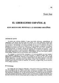 El liberalismo español (I): con motivo del homenaje a D. Gregorio Marañón
