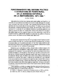 Funcionamiento del sistema político y estructura de poder rural en la sociedad española de la Restauración, 1874-1902