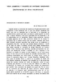 Vida, libertad y muerte en Antonio Machado : (antihomenaje en cinco movimientos)