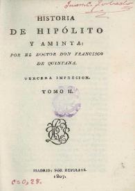 Historia de Hipólito y Aminta. Tomo II