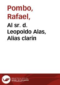 Al sr. d. Leopoldo Alas, Alias clarín