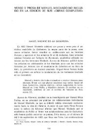 Verso y prosa de Manuel Machado no incluido en la edición de sus 'Obras completas'