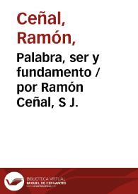 Palabra, ser y fundamento