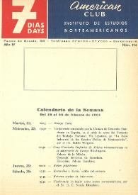 7 días = 7 days : boletín del Instituto de Estudios Norteamericanos, Barcelona. Núm. 114, del 19 al 26 de febrero de 1961
