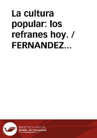 La cultura popular: los refranes hoy.