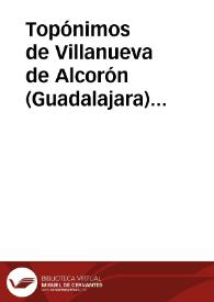 Topónimos de Villanueva de Alcorón (Guadalajara) contenidos en La calle Angosta de María Luisa Martínez Martínez.