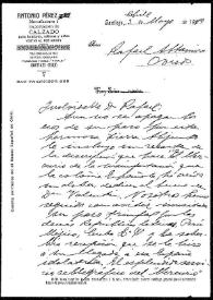 Carta de Antonio Pérez Cangas a Rafael Altamira. Santiago de Chile, 3 de mayo de 1910