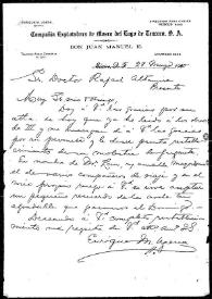 Carta de Enrique M. Ugena a Rafael Altamira. México, 28 de mayo de 1910
