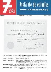 7 días = 7 days : boletín del Instituto de Estudios Norteamericanos, Barcelona. Núm. 307, del 12 al 19 de marzo de 1967