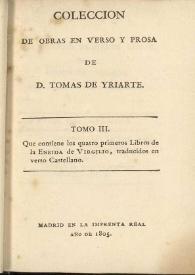 Colección de obras en verso y prosa. Tomo III