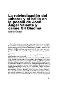 La reivindicación del 'ahora' en la poesía de José Ángel Valente